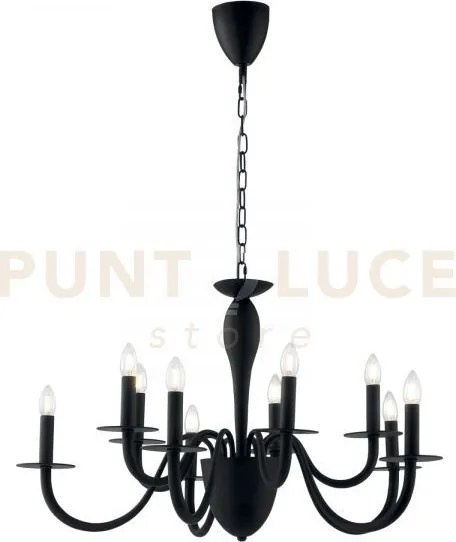 Lampadario armstrong nero 10 luci attacco e14 92x150cm in metallo