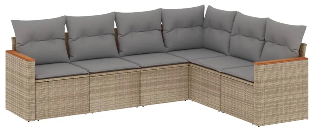 Set divano da giardino 6 pz con cuscini beige misto polyrattan