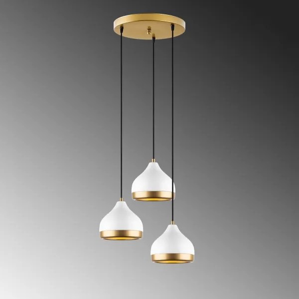 Lampadario a sospensione con cavo YILDO 3xE27/40W/230V bianco/oro
