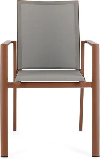 Sedia Da Esterno In Alluminio E Textilene Con Braccioli Konnor Terracotta Bizzotto