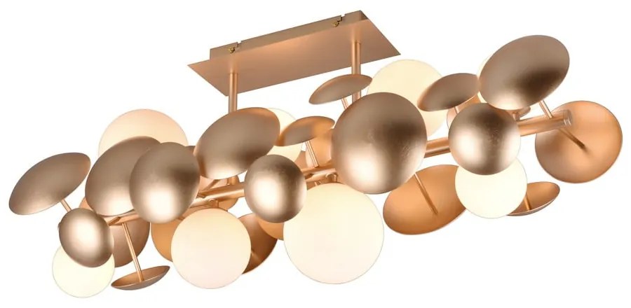 Lampada da soffitto con paralume in vetro bianco-dorato 76x22 cm Bubble - Trio Select