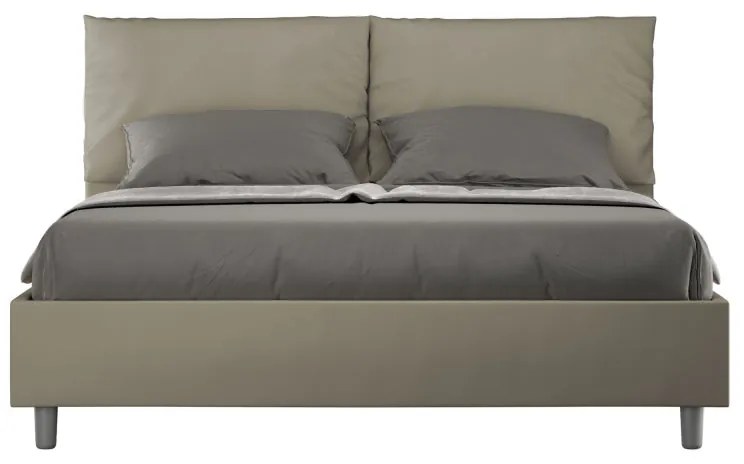 Letto imbottito Matrimoniale 160x210 cm Antea - Similpelle,Cappuccino,Contenitore