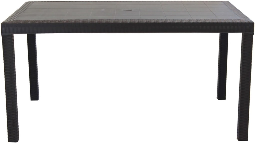 CALIGOLA - set tavolo in resina effetto rattan cm 150 x 90 x 74 h con 4 sedie Alma