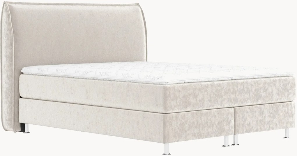 Letto boxspring in velluto fatto a mano Chermin, H3 cm
