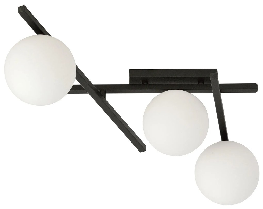 Lampadario da Soffitto in Acciaio e Vetro SMART 3 Nero 3xE14