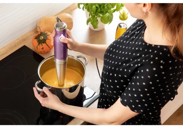 Sencor - Frullatore a immersione 4in1 1200W/230V acciaio inox/viola