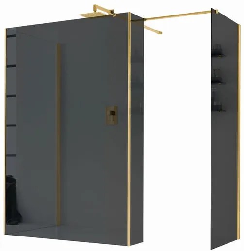 Walk-in wens L 68 x H 200 cm, vetro 6 mm fumé dorato
