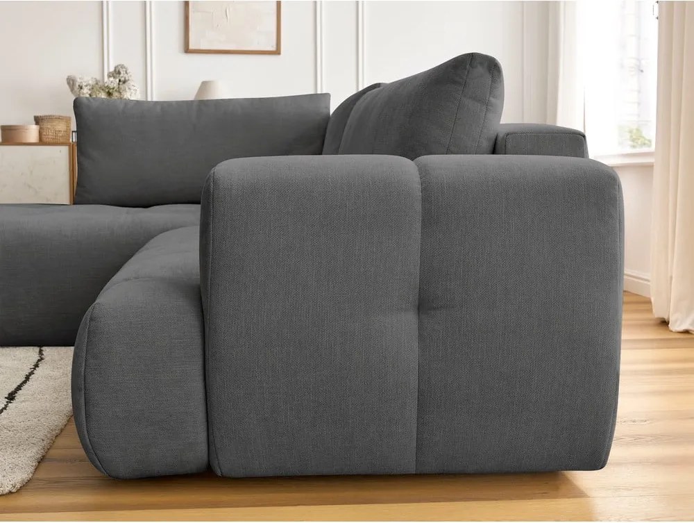 Divano angolare grigio scuro allungabile e con contenitore (penisola a sinistra/a L) Fuji – Bobochic Paris