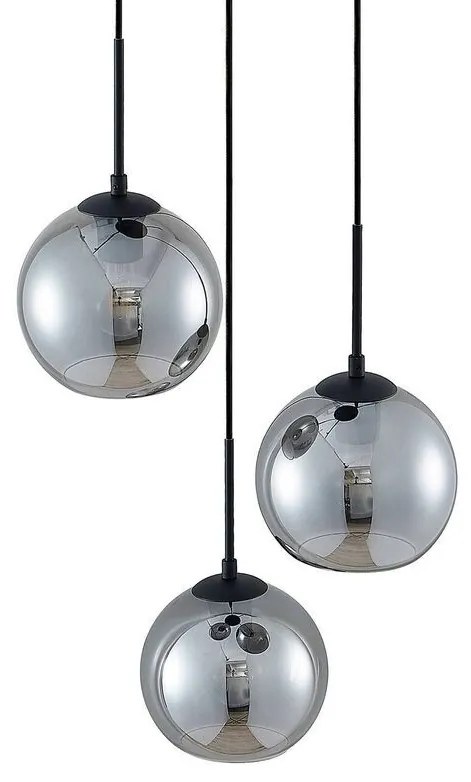 Lindby - Jurian 3 Round Lampada a Sospensione Black/Smoke Lindby