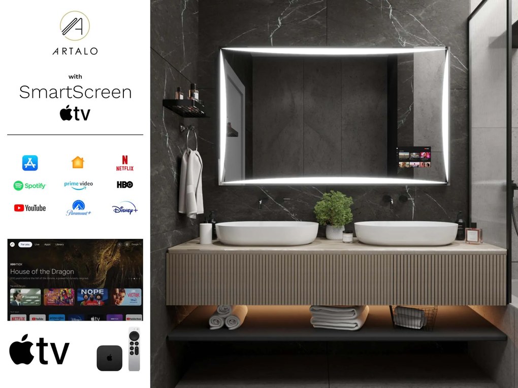 SMART specchio con luminazione M5 premium + SmartScreen with Apple TV