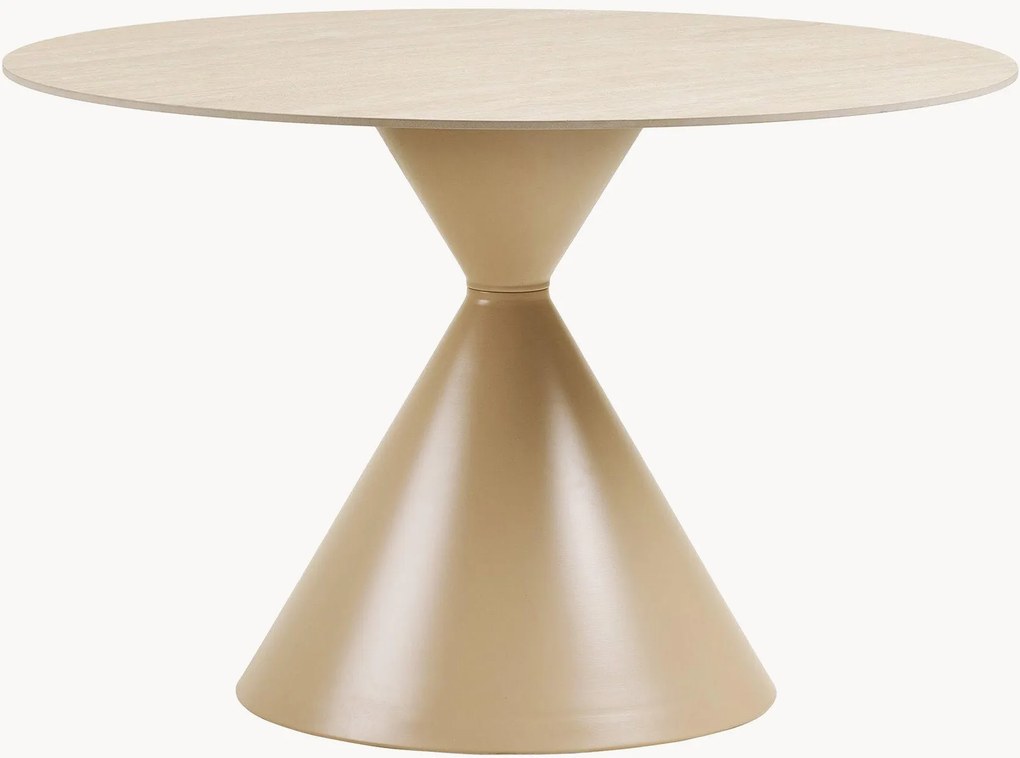 Tavolo rotondo con piano effetto travertino Annecy, Ø 120 cm