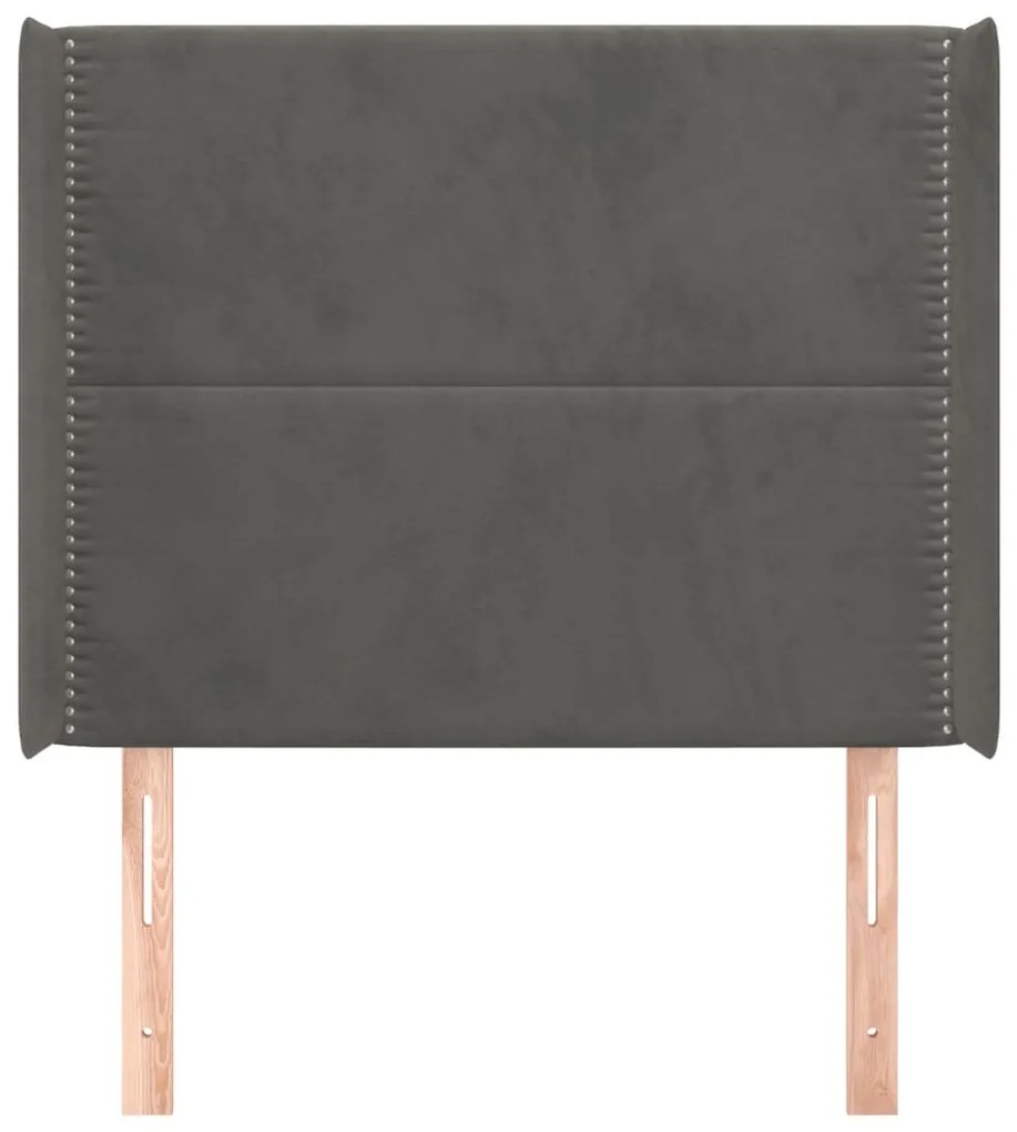 Testiera ad orecchio grigio scuro 93x16x118/128 cm in velluto