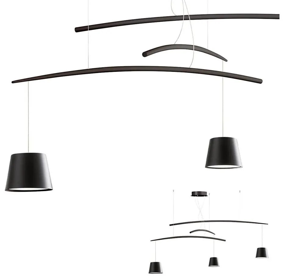 Redo 01-1525 - Lampadario LED a sospensione con filo LOLLI 3xLED/6W/230V nero