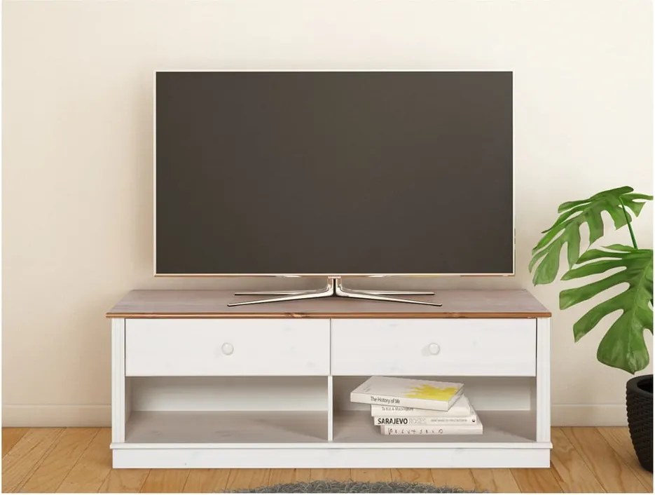 Mobile TV bianco in legno di pino 137x47 cm Anita - Støraa