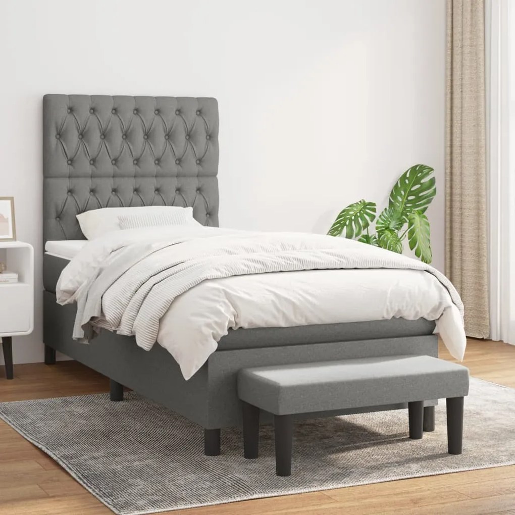 Giroletto A Molle Con Materasso Grigio Scuro 100x200 Cm Tessuto /