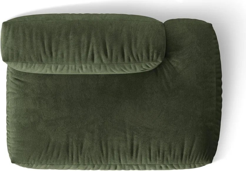 Parte divano componibile verde (con penisola a destra) con rivestimento in velluto Martina – Micadoni