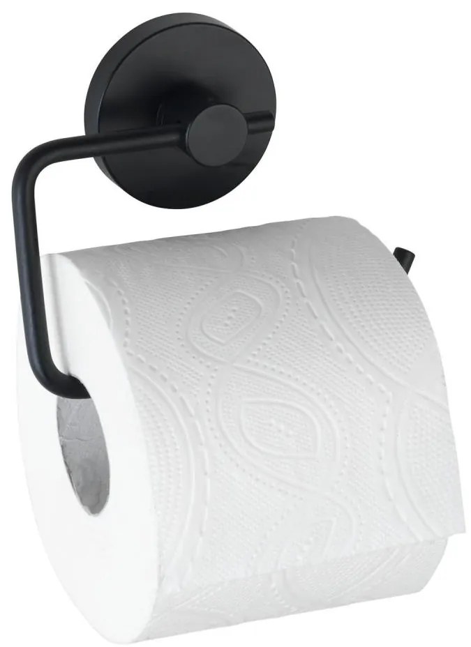 WENKO 24738100 - Porta rotolo per carta igienica VACUUM-LOC RUND SCHW 13,5x10,5 cm nero