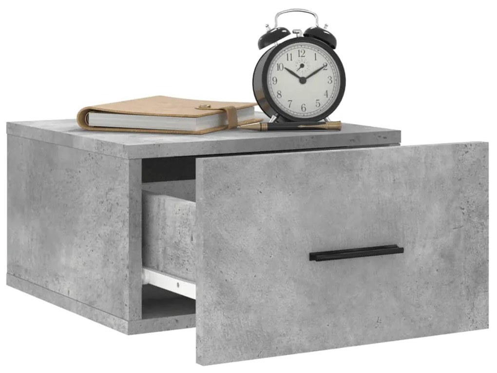 Comodini a Muro 2 pz Grigio Cemento 35x35x20 cm