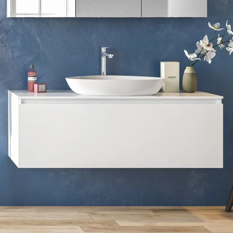 Mobile 120cm bagno installazione sospesa con cassetto ammortizzato SP-120B - KAMALU