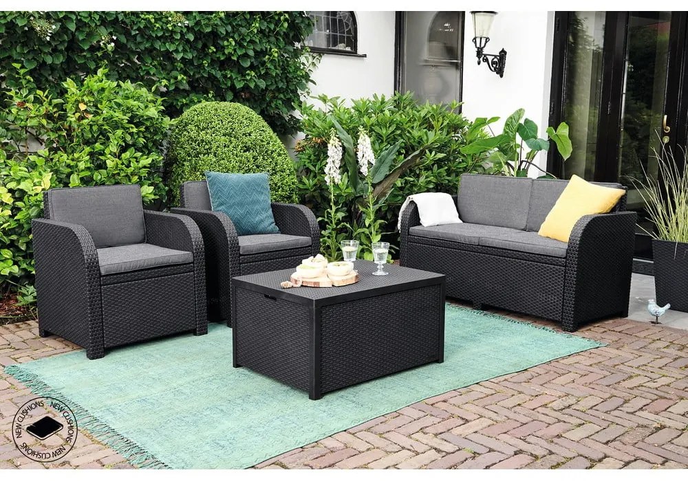 Set da giardino in rattan artificiale grigio scuro per 4 persone Modena - Keter