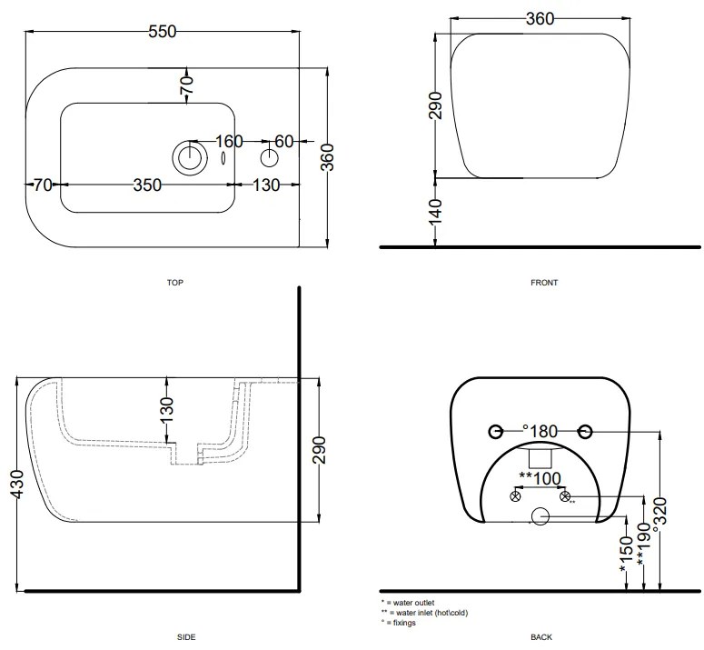 Cielo Shui Big bidet monoforo sospeso in ceramica basalto