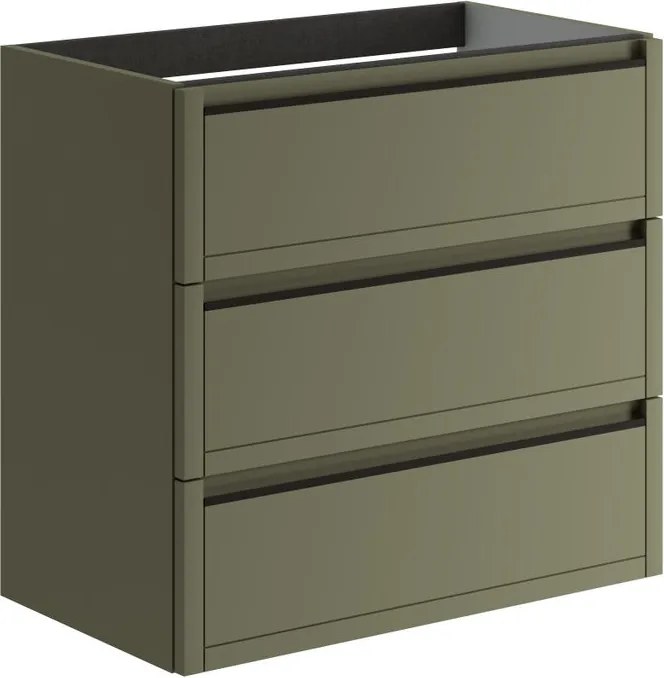 Mobile da bagno sospeso sotto lavabo L 79.5 x H 78 x P 45.5 cm verde salvia opaco, 3 cassetti Tratto