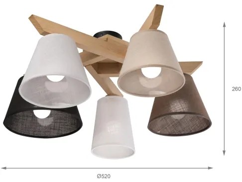 Brilagi - LED  Lampadario a plafone ANTHONY 5xE14/40W/230V quercia