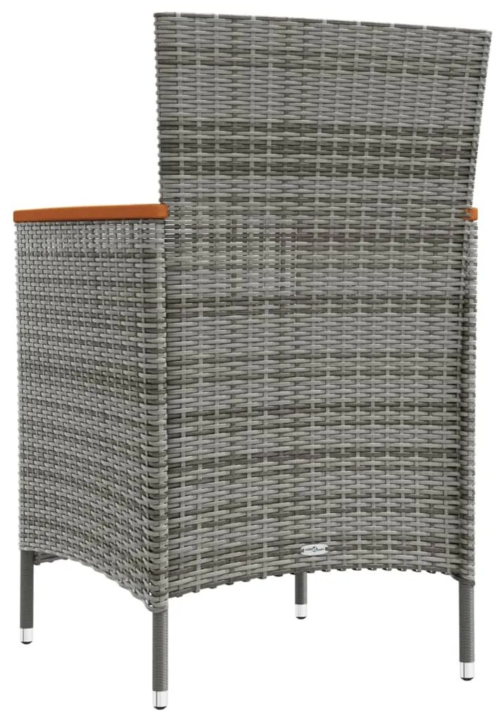 Sedie da pranzo per giardino 2 pz in polyrattan grigio