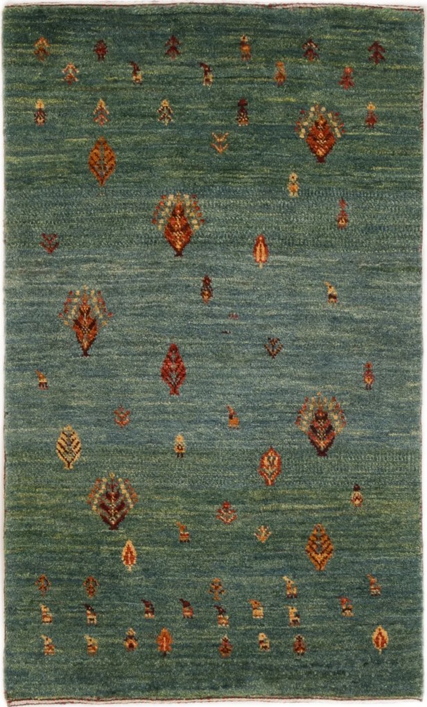 Loribaft Tappeto 100 x 60 Verde (Iran) Annodato A Mano