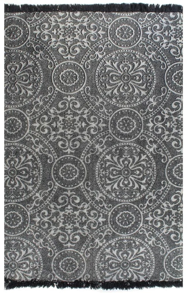 Tappeto Kilim in Cotone 120x180 cm Grigio con Motivi