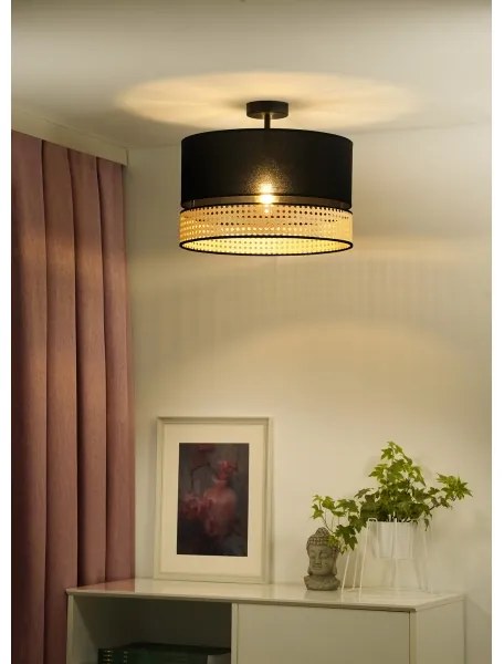 Duolla - Lampadario a plafone DOUBLE RATTAN 1xE27/15W/230V diametro 40 cm nero/beige