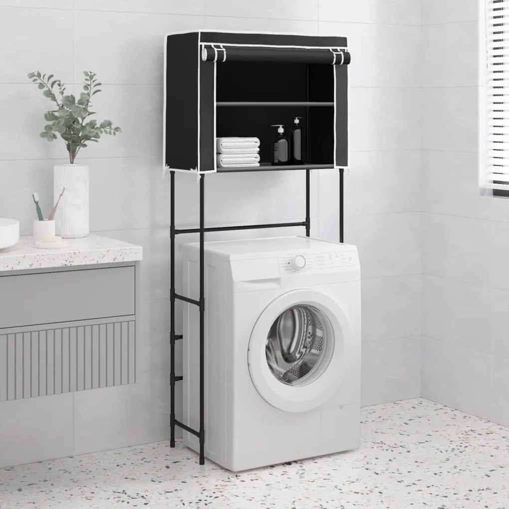Rastrelliera Per Lavatrice 2 Livelli Nera 71x29,5x170,5cm Ferro /