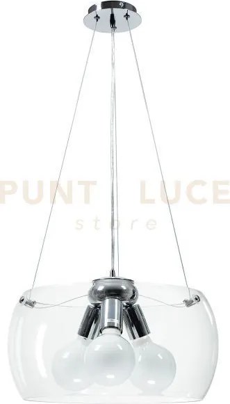 Lampadario a sospensione equatore trasparente 3 luci attacco e27 40...