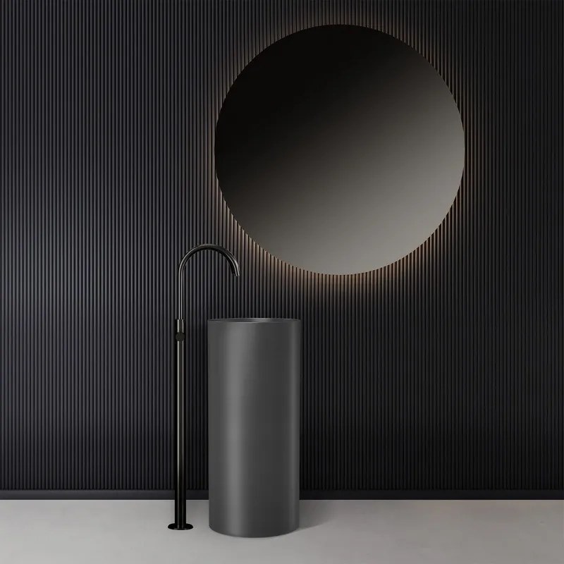 Kamalu - Lavabo da terra freestanding con drenaggio a pavimento finitura gun metal | KGL46000P