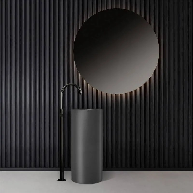 Kamalu - lavabo da terra freestanding con drenaggio a pavimento finitura gun metal |