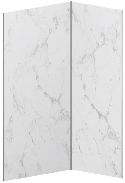 Pannello per parete da doccia effetto marmo bianco alluminio con profili L90xL120xH210cm - Lotto di 2 - ENEKO