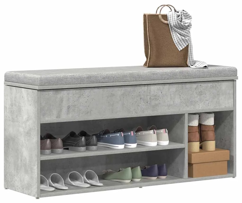 Scarpiera Grigio Cemento 102x30,5x45 Cm İn Legno Multistrato /