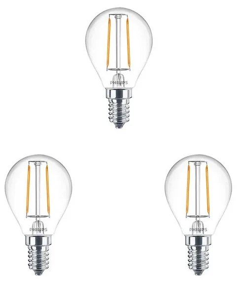 3-pack Lampadina LED 2W (250lm) Corona E14 - Philips