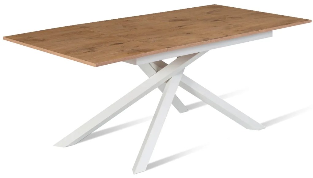 Tavolo rettangolare allungabile 90x140/190 Rovere con gambe incrociate bianche - Pulse