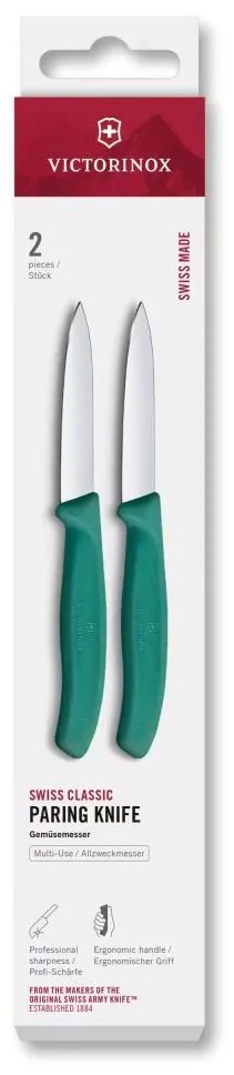 Victorinox - Set di coltelli per verdure SWISS CLASSIC, lama 8 cm, 2 pezzi, turchese