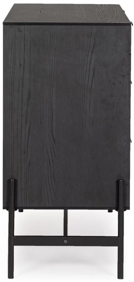 Cassettiera ALLYCIA in legno di frassino nero e naturale, 104x40x81,5 cm