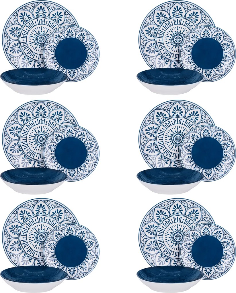 Servizio 18 piatti porcellana Ariel blu