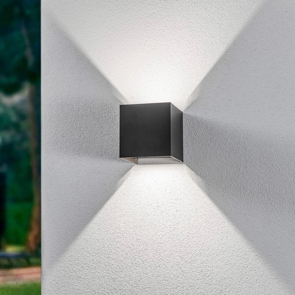 Applique da esterni a LED Nivar Lindby, Nero, Metallo, Moderno, Applique LED da esterni