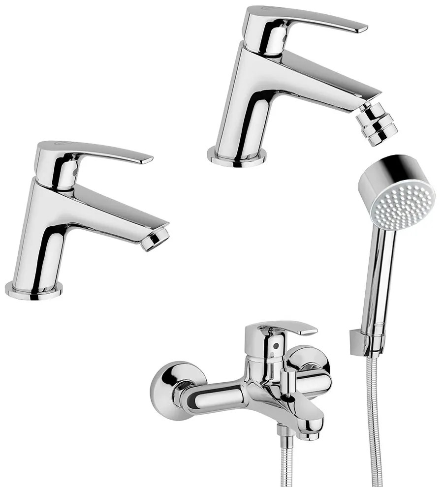 Miscelatori in set Lucente Jacuzzi rubinetteria lavabo e bidet per piletta click clack con gruppo vasca