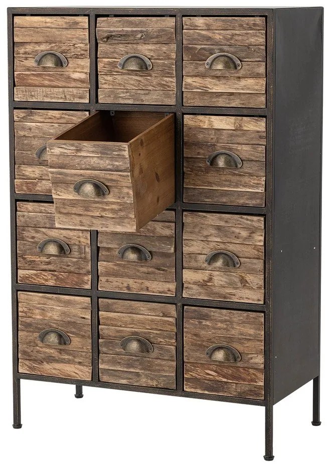 Cassettiera in metallo nero-marrone 60,5x92x33,5 cm Matteo - Bloomingville