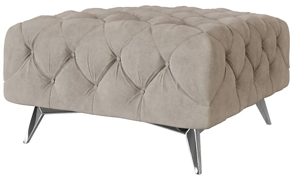 Poggiapiedi greige con rivestimento in velluto Chelsea – Ropez