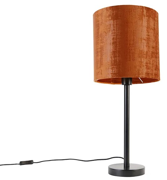 Lampada da tavolo moderna nera con paralume rosso 25 cm - Simplo