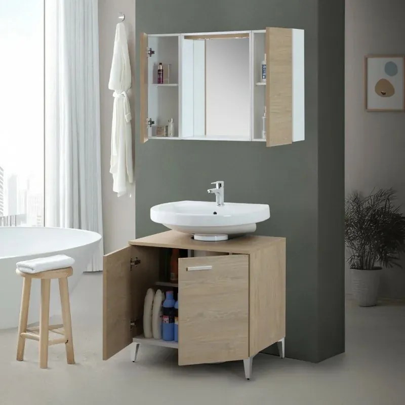 Mobile sotto lavabo universale 70 cm rovere dolomite con 2 ante Desya