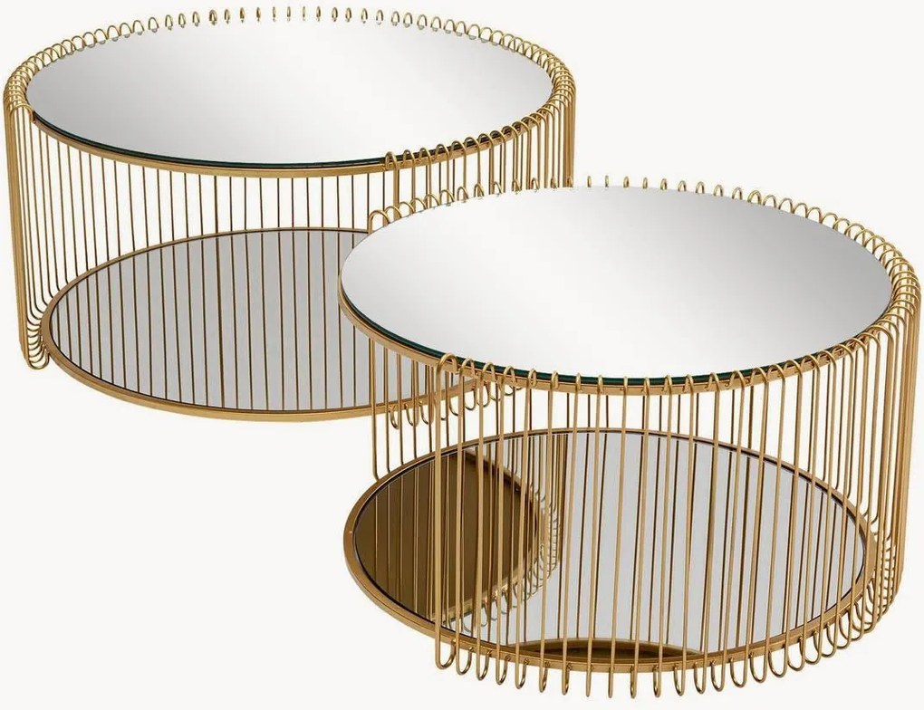 Set di 2 tavolini da salotto a specchio Wire