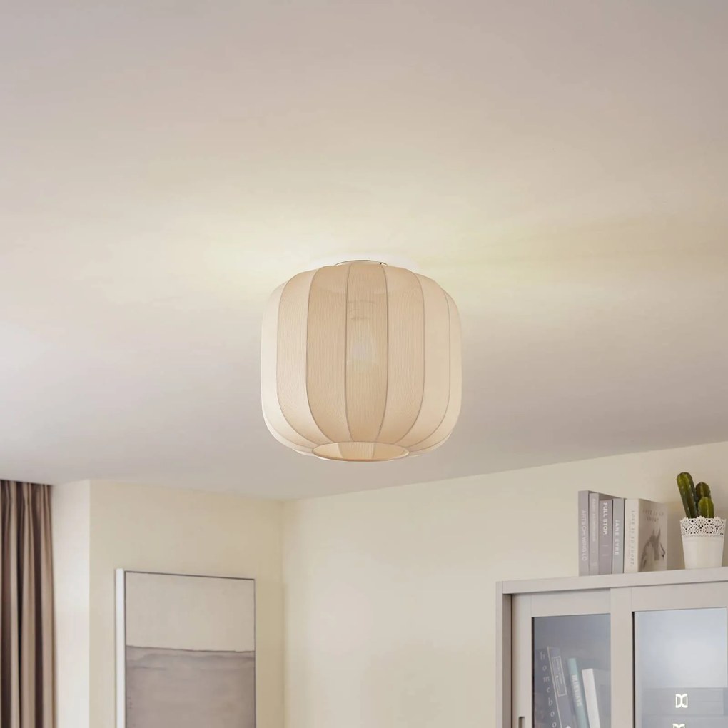 Plafoniera soffitto Helin Lindby, dimmerabile, Crema / Ambra, Soggiorno / Sala da pranzo, Tessuto / Stoffa / Seta, Scandinavo, Plafoniera